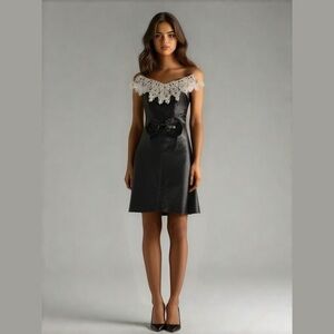 Gunne Sax Jessica McClintock Black Lace Mini Dress XS Small